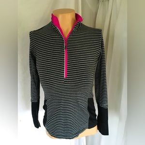MPG Stripped Quarter Zip Athletic Athleisure Running Yoga Long Sleeve Top size M